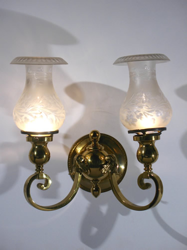 E.F. Caldwell 2 Arm Sconces with Cut to Clear Shades